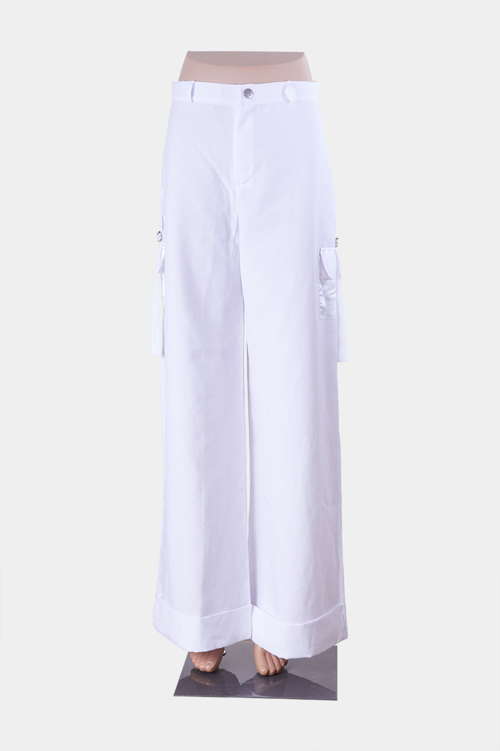 Pretty Little Thing White Pocket Detail Wide Leg Pant