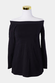 KOOKAI Black Off the Shoulder Long Sleeve Top
