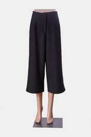 INDIKAH Black High Waisted Cropped Relaxed Trouser