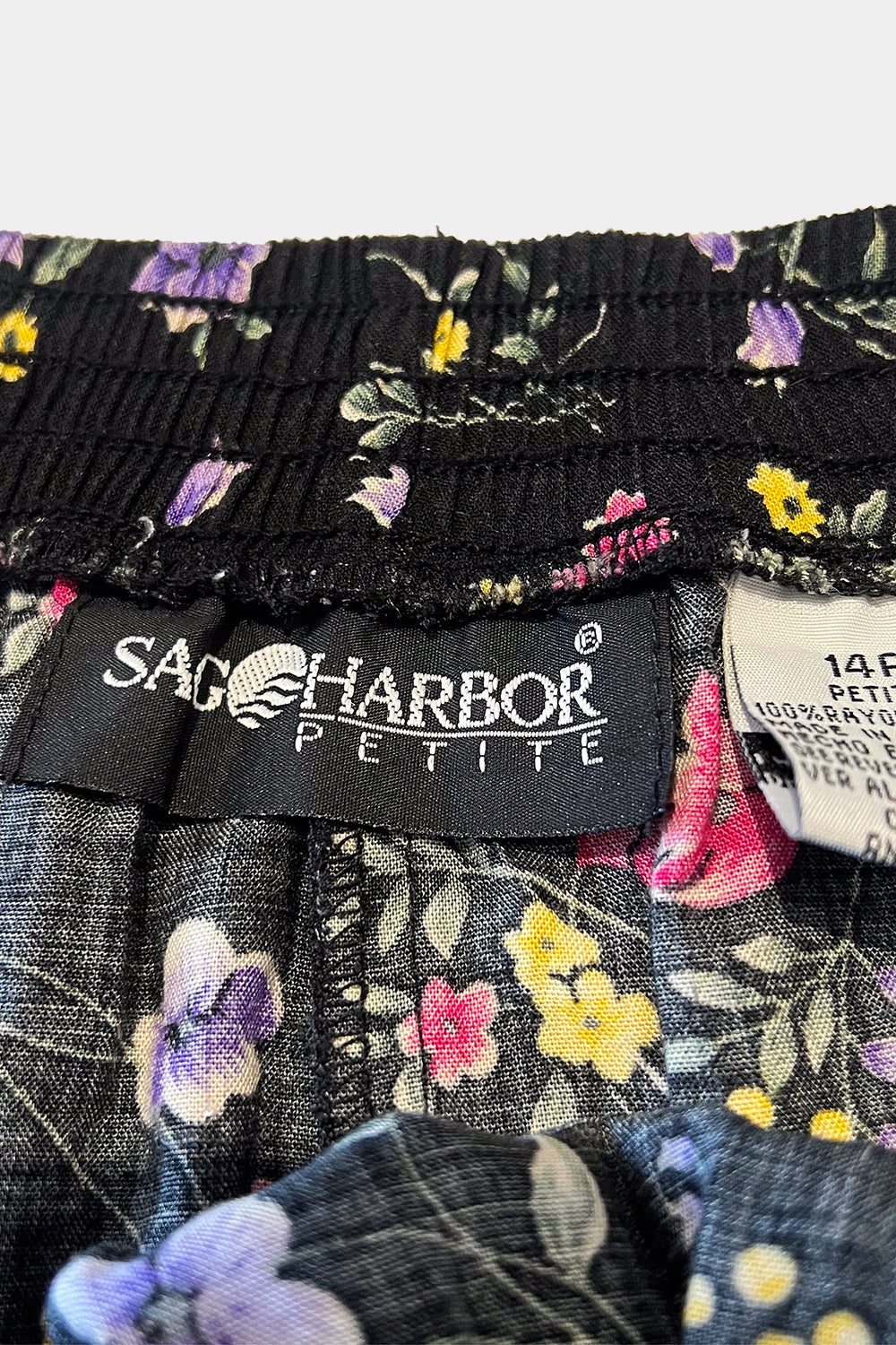 Sag Harbor Petite Black Floral Midi Skirt