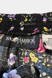 Sag Harbor Petite Black Floral Midi Skirt