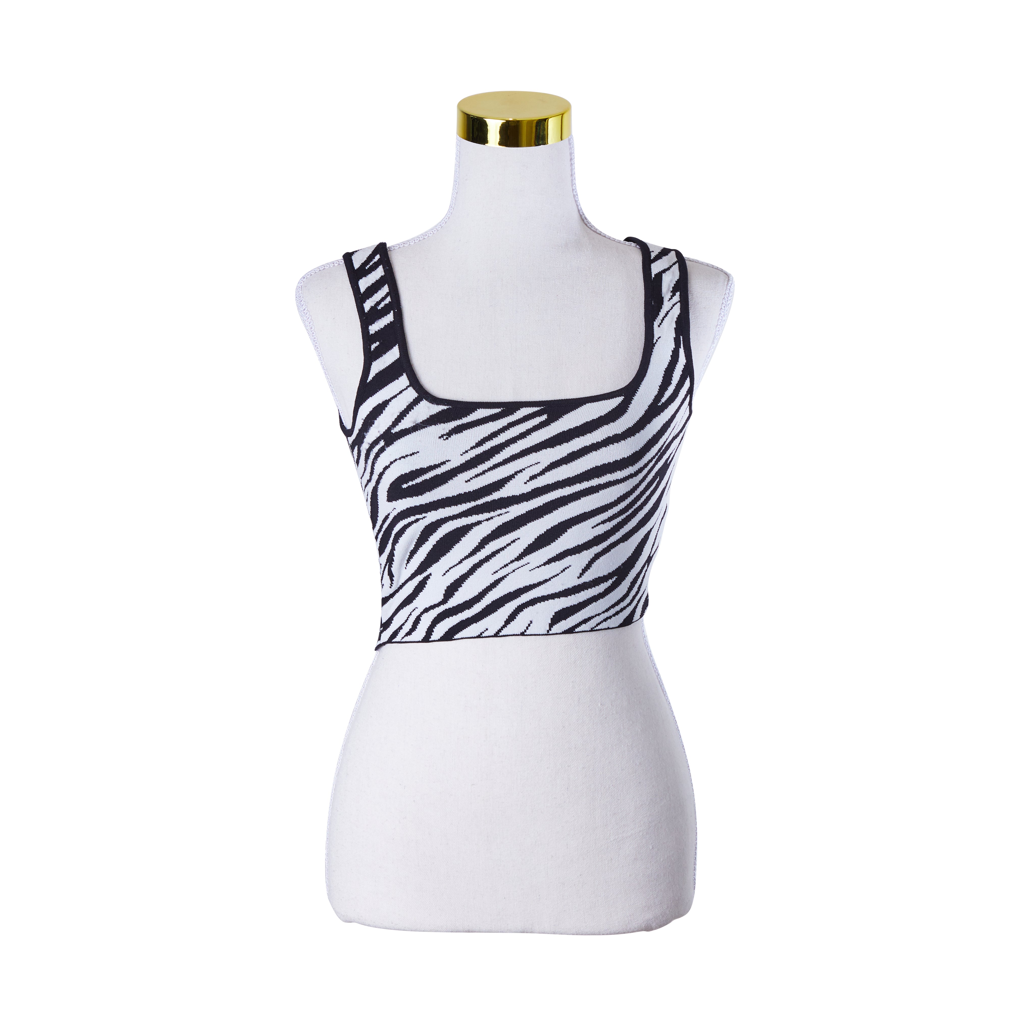 GLASSONS Black and White  Zebra Print Crop Top
