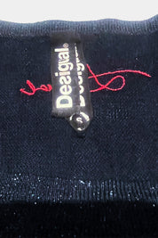 DESIGUAL Navy Floral Pattern Sparkle Knit Sweater