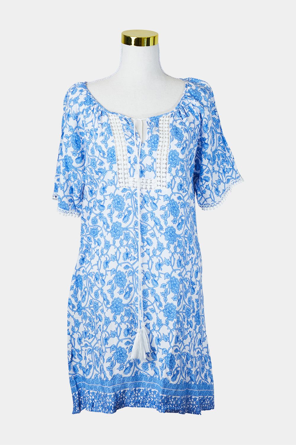 Caroline Morgan Blue and White Floral Summer Dress