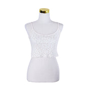 Brandy Melville White and Baby Pink Floral Crop Singlet