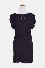 DESIGUAL Black and Pink Rhinestone Print Detail Midi Dress