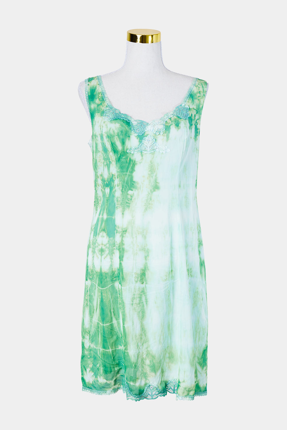 Assorted Brands Green Tie Dye Lace Detail Slip Dress