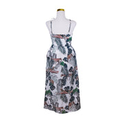 SUBOO Green White Print Button Down Summer Dress