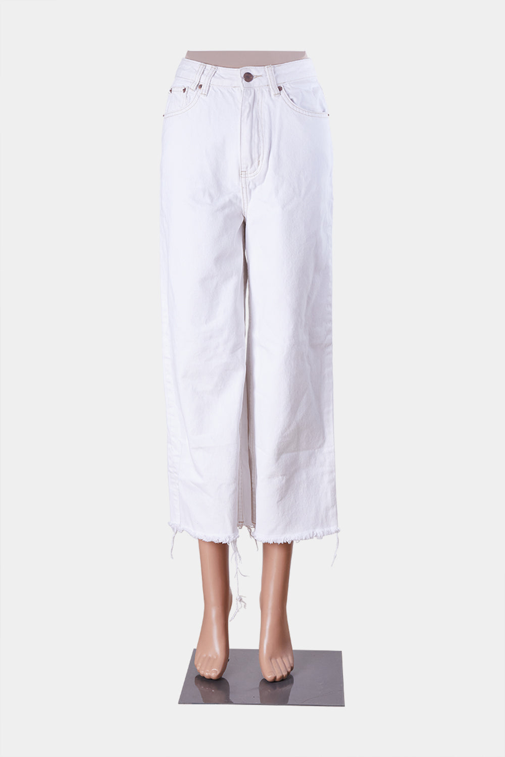 Insight Denim White Cropped High Waist Mom Jeans