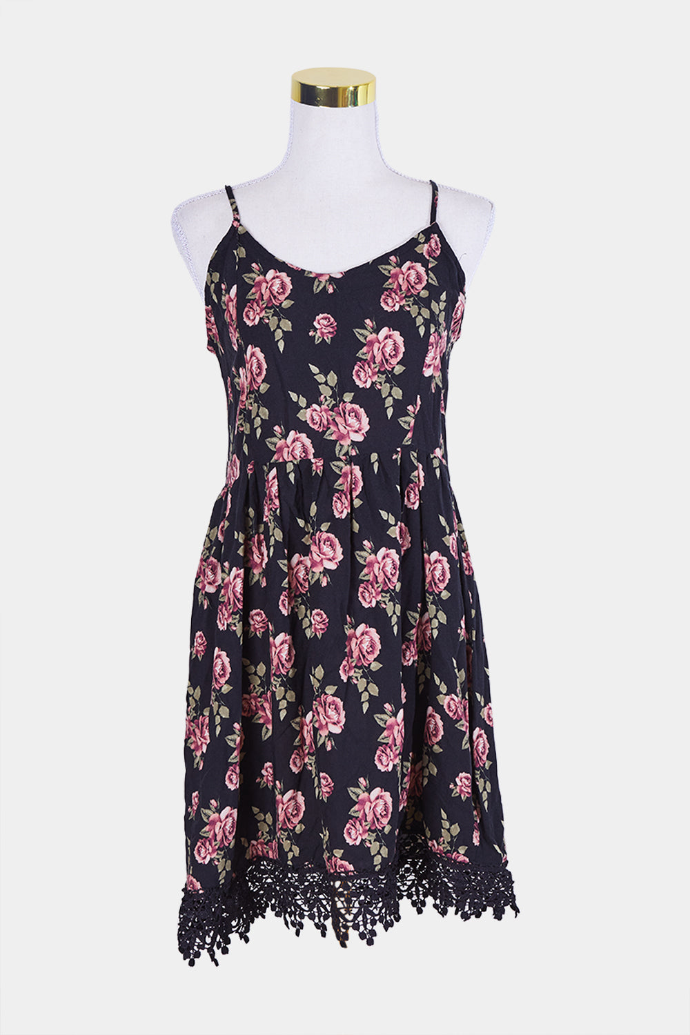 Colloseum Collection Black and Pink Floral Sun Dress