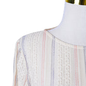 ZARA Cream Blue and Red Lace Long Sleeve Top