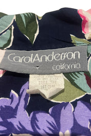 Carol Anderson Navy Floral Short Sleeve Button Up Dress