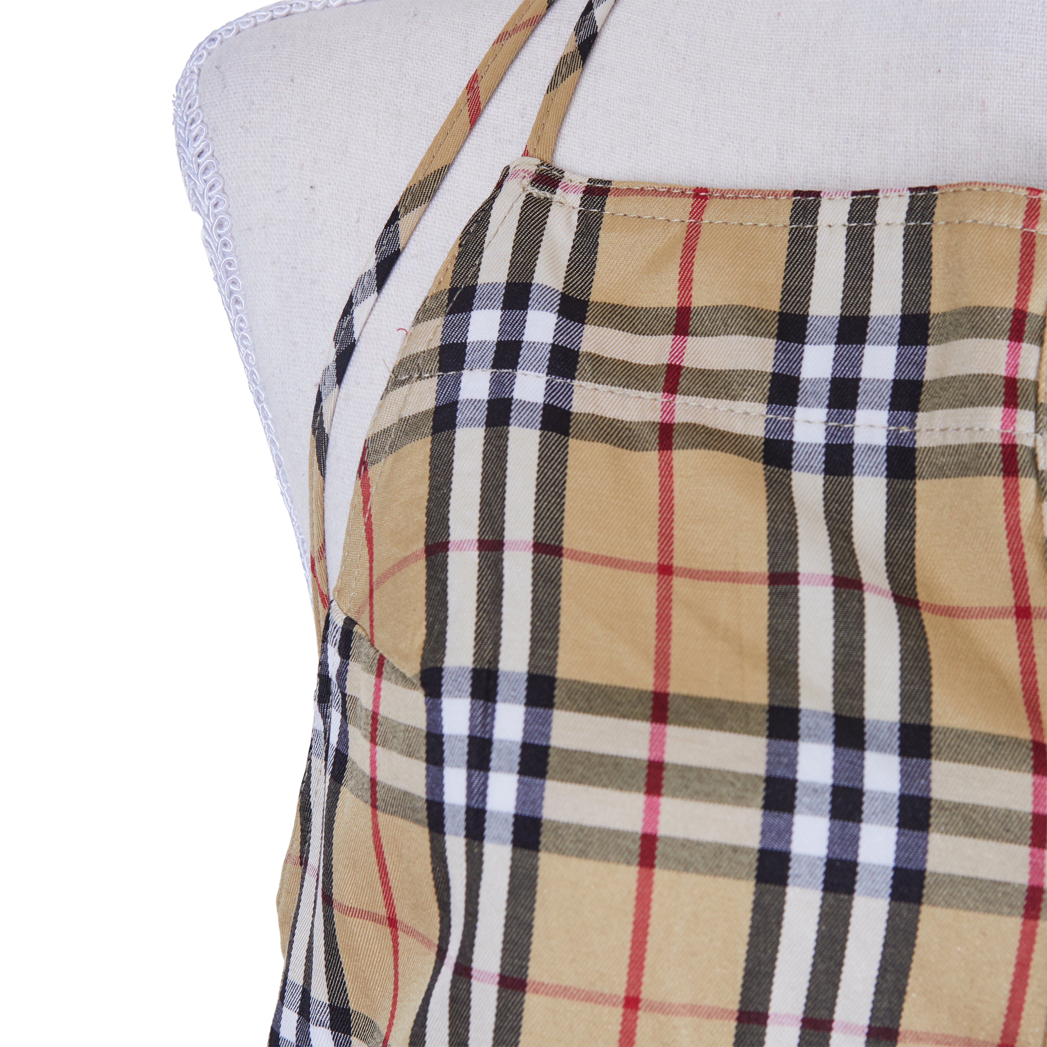 Beyond Her Beige, Red, White, Black Plaid Playsuit
