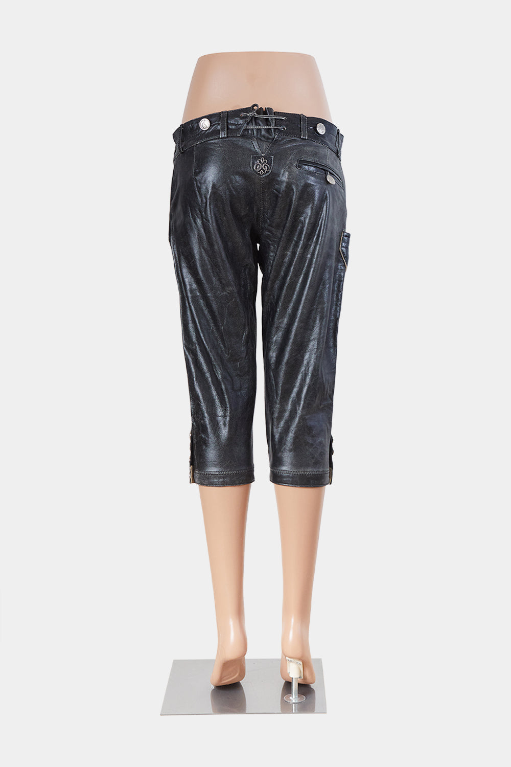 MARJO Black Embrroidered Detail Leather Pants