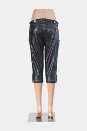 MARJO Black Embrroidered Detail Leather Pants