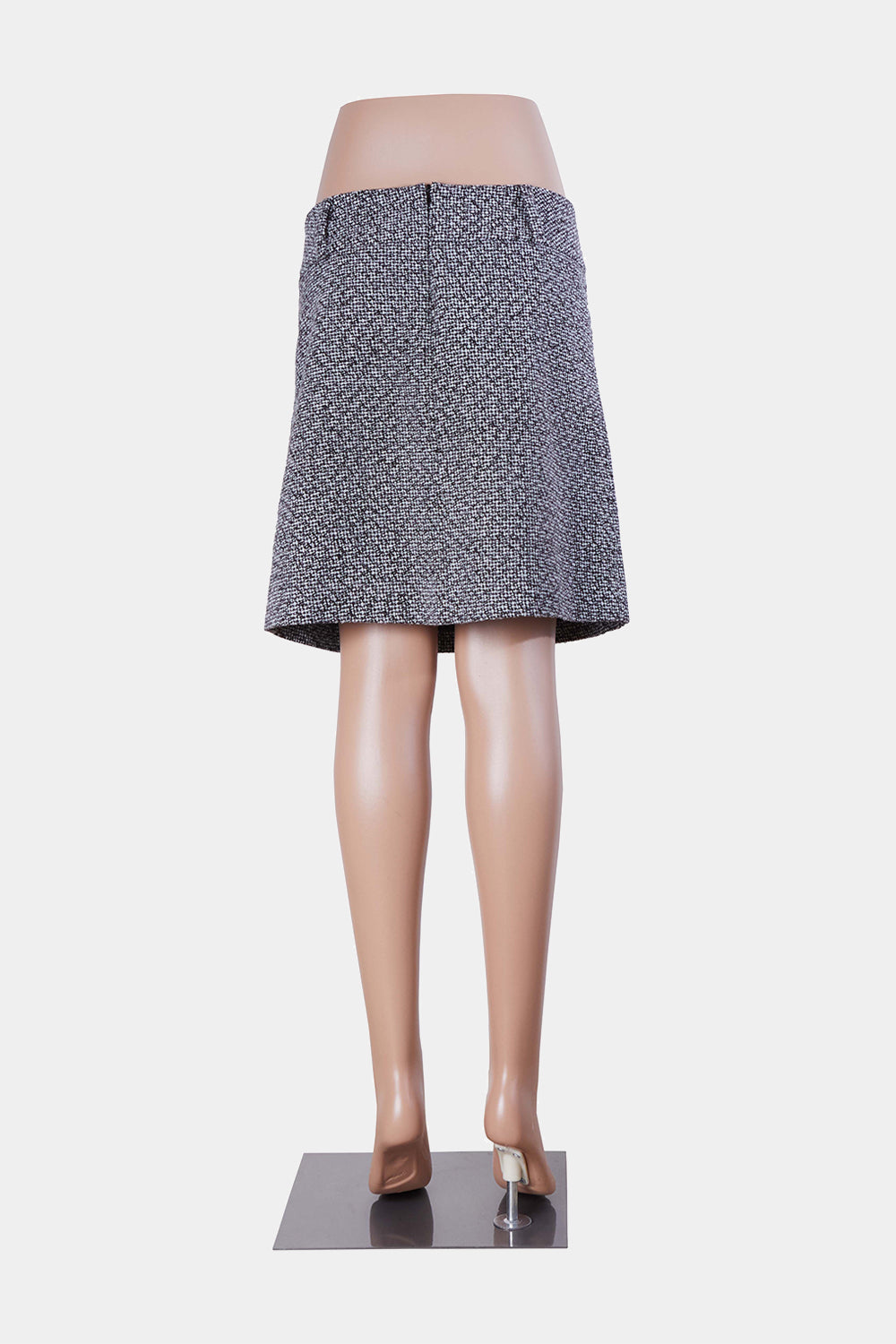 ESPRIT Black and White Tweed Box Pleat Button Detail Skirt