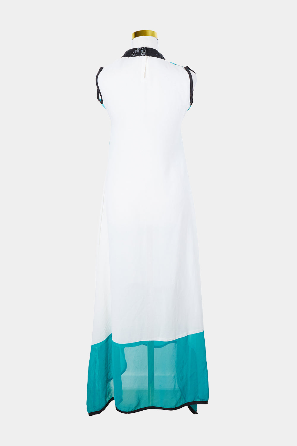 Assorted Brands Blue and White Sheer High Neck Dress