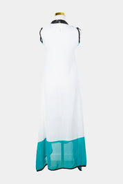 Assorted Brands Blue and White Sheer High Neck Dress