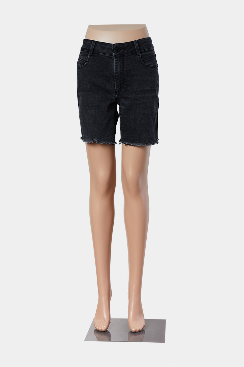 SABA Black Mid Rise Denim Shorts