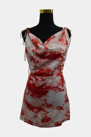 Beginning Boutique Pink, White, Red Cowl Neck Tie Back Dress