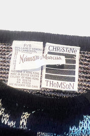 Neimon Marcus Black and Mixed Pattern Sparkle Thread Knit Sweater