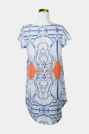 Spicy Sugar Red, White, Blue Pattern Print Shirtdress