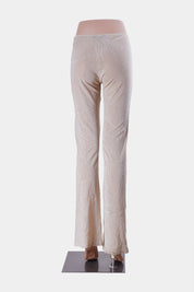 I Am Gia Beige Cut Out Mesh Flare Pant