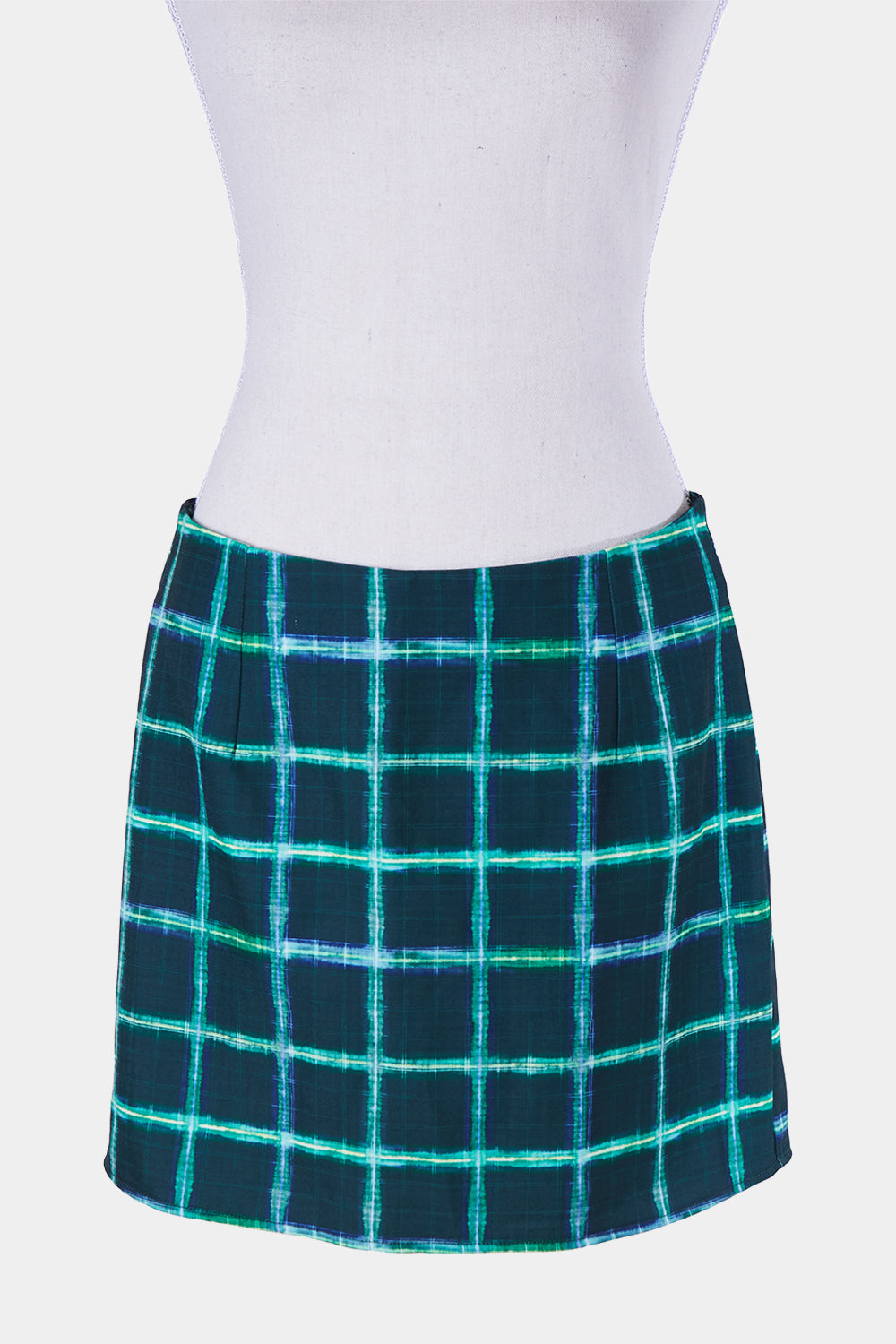 White Fox Green Print Mini Skirt