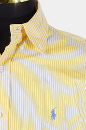 Ralph Lauren Yellow and White Stripe Custom Fiit Button Down Shirt