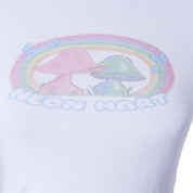 Neon Hart White Printed Crop T Shirt