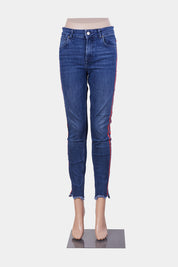 ZARA Blue and Red Skinny Cropped Jeans