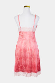 LORRAINEE Pink Tie Dye Lace Detail Slip Dress