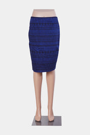 SABA Blue and Black Printed Pencil Skirt