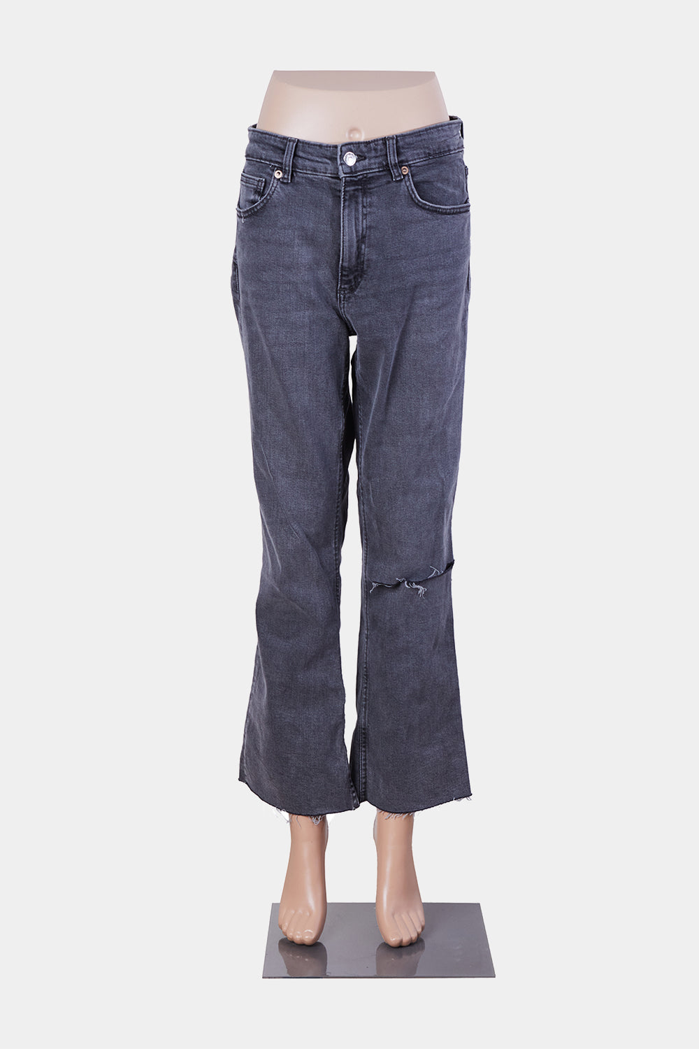 ZARA Faded Black Cropped Flare Jeans