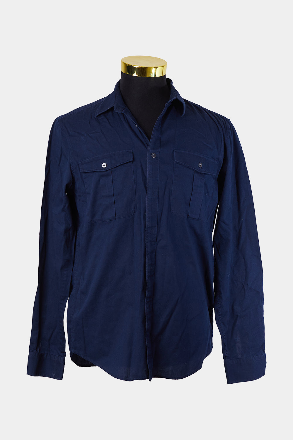 ZARA Navy Slim Fit Button Down Shirt with Pockets