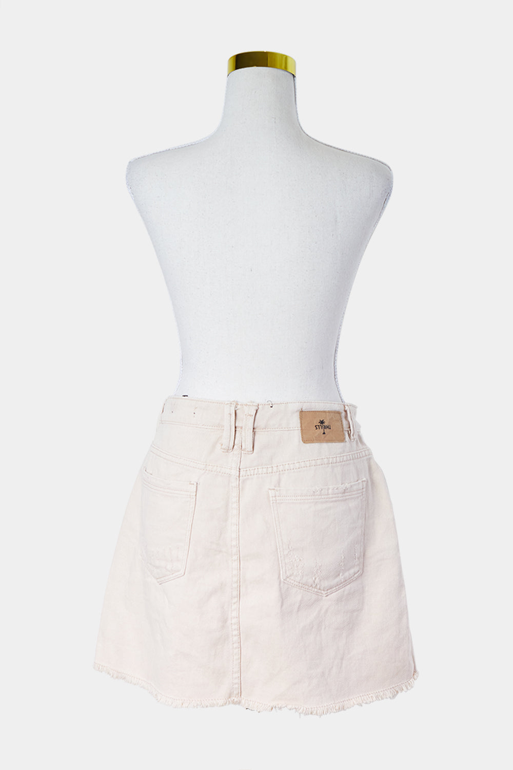 THRILLS Pale Pink Distressed Denim Skirt