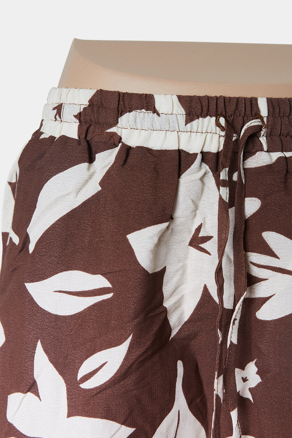 Lost In Lunar Brown and Off White Print Drawstring Shorts