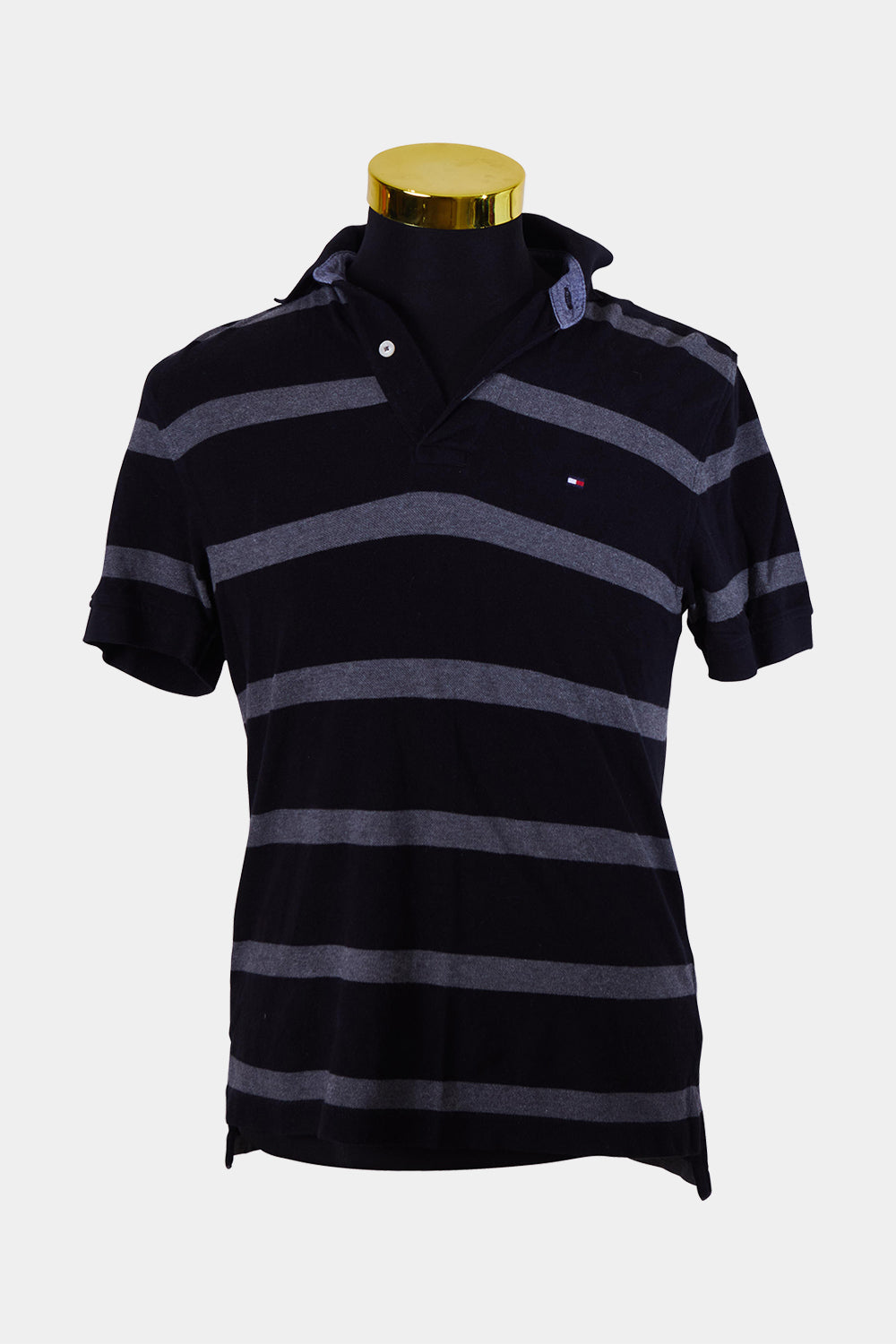 Tommy Hilfiger Navy and Gray Stripe  Polo Shirt