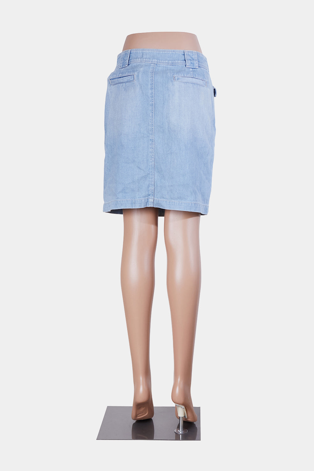Country Road Blue High Waisted Button Detail Skirt