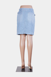 Country Road Blue High Waisted Button Detail Skirt