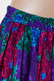 Andrea Gayle Purple, Green Red Pleated Midi Skirt