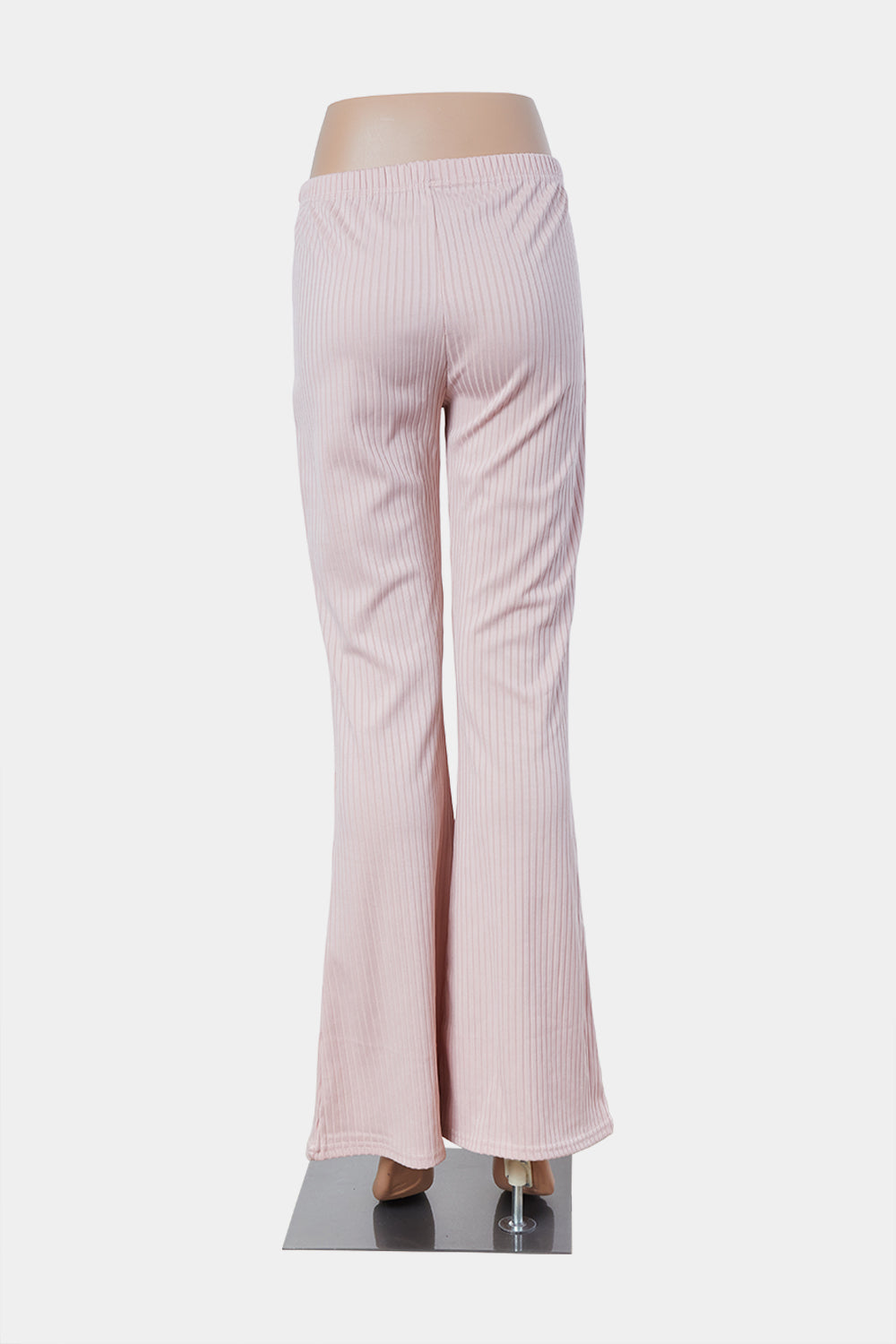 Nasty Gal Pale Pink Ribbed Kick Flare Pant