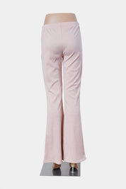 Nasty Gal Pale Pink Ribbed Kick Flare Pant