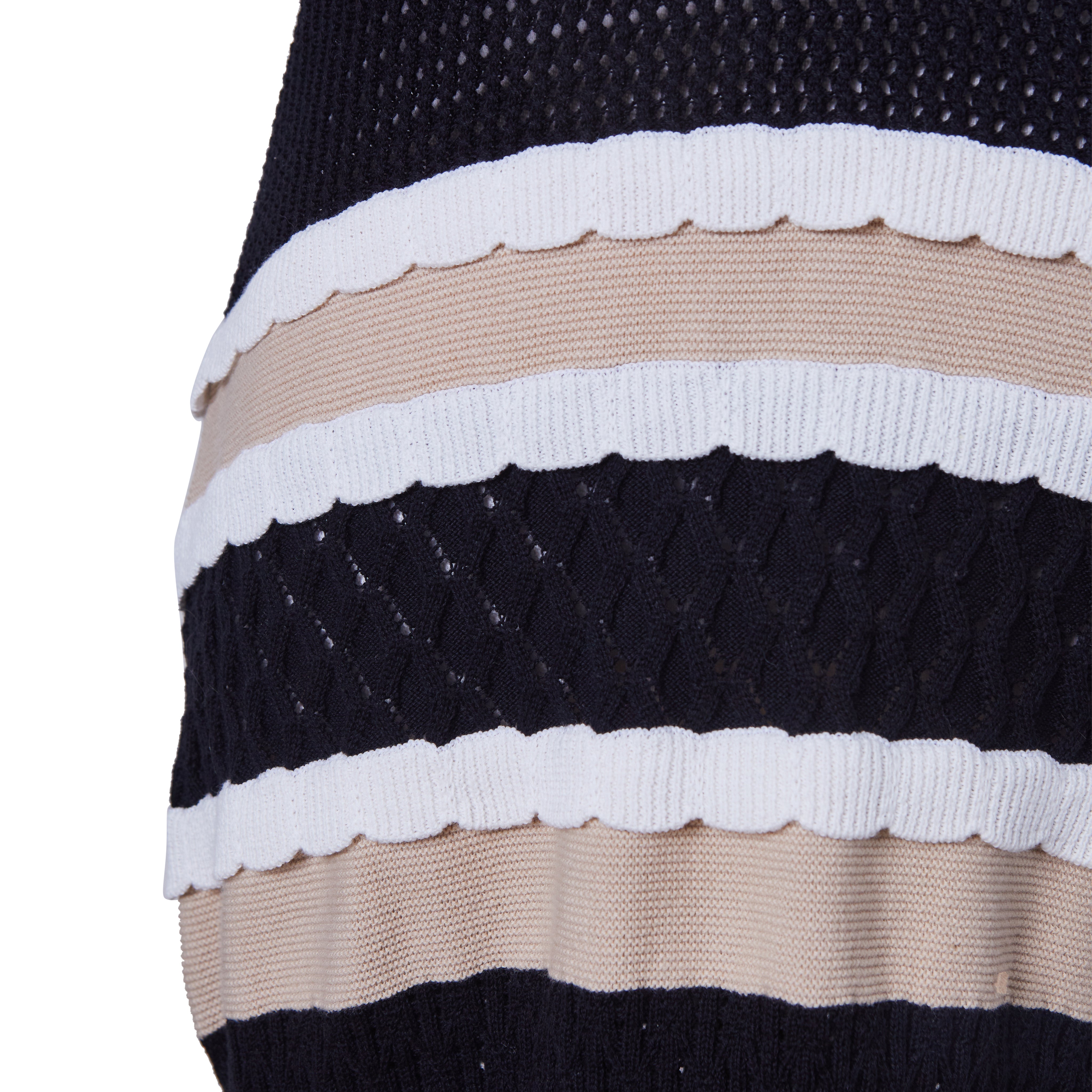 ALESSANDRA Black Beige and White Knit Short sleeve Dress