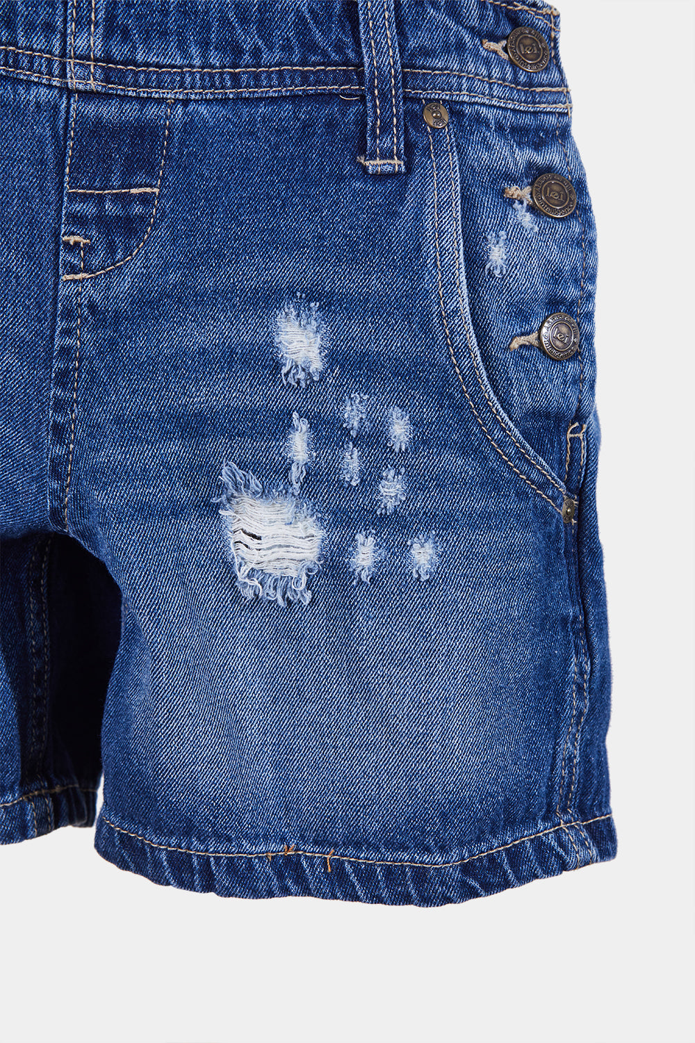 L.E.I Blue Denim Distressed Overalls