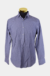 Mj Bale Navy and White Gingham Super Slim Button Down Shirt