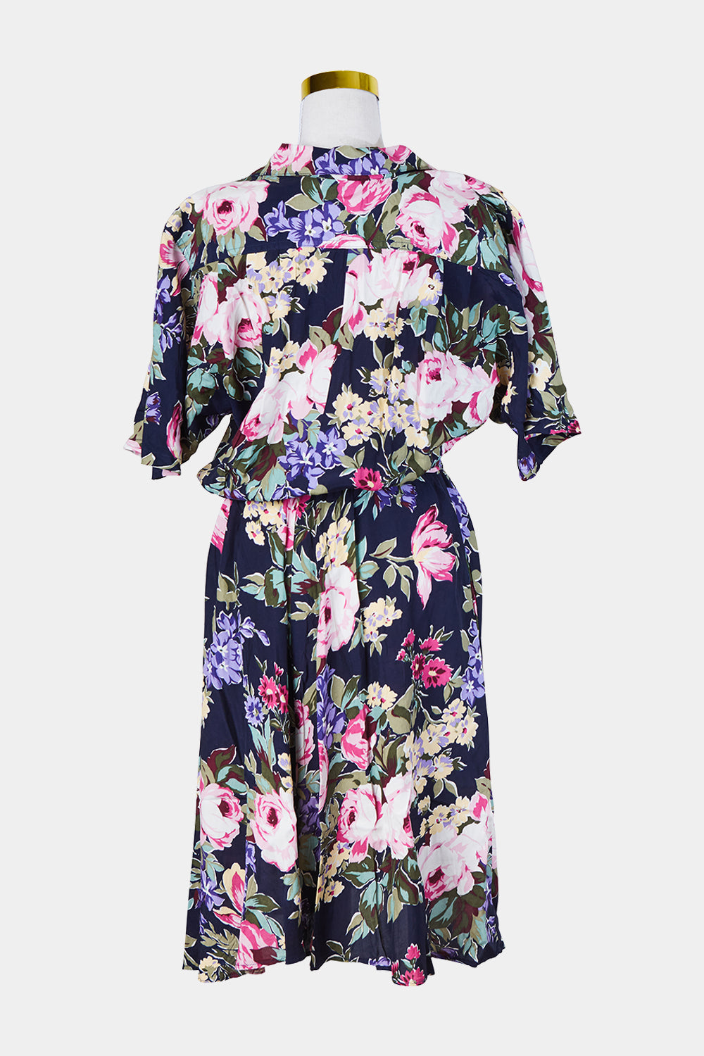 Carol Anderson Navy Floral Short Sleeve Button Up Dress