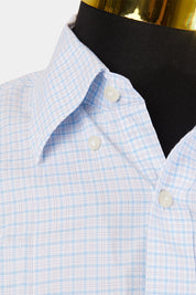 KIRKLAND Blue and White Non Iron Extra Long Button Down Shirt