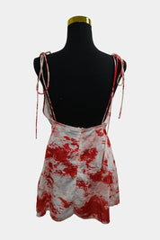 Beginning Boutique Pink, White, Red Cowl Neck Tie Back Dress
