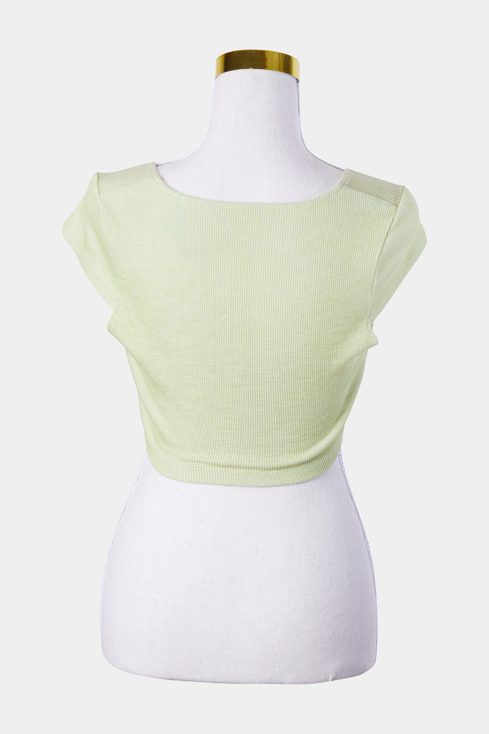 MOTEL Green V Neck Crop Top